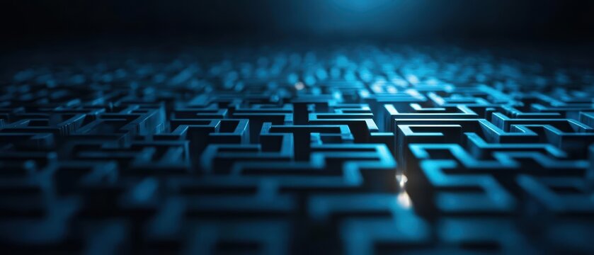 Bright light illuminating a dark maze, symbolizing clarity and direction in complex business scenarios