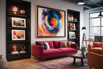 Creative Studio 3D Render of Vibrant Gallery Frame Display