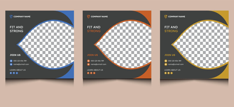 Simple clean unique minimalist elegant modern company fitness gym sports advertising ads business square web social media banner post template design.