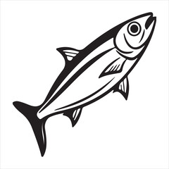  Herring fish silhouette vector art illustration.