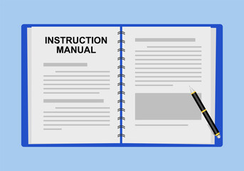 Instruction manual or user guide in flat design. Working manual.