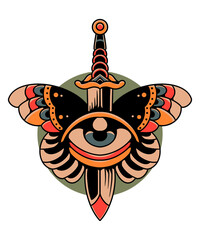 eye butterfly tattoo illustration