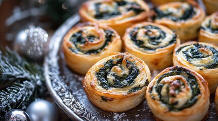 Fototapeta premium Delicious Spinach and Cheese Pinwheels