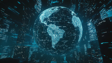 Obraz premium digital world planet cyber Earth.