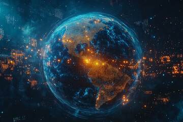 Obraz premium digital world planet cyber Earth.