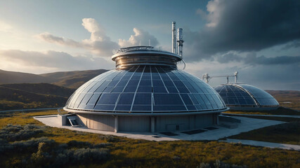 Fototapeta premium Futuristic energy research center with smart grids and sustainable technology