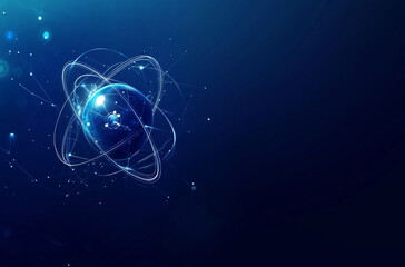 Science Symposium Flyer: Modern Design with Atom Illustrations and Text Space