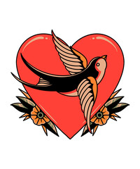 love swallow tattoo vector design