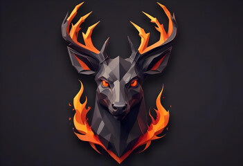 A deer head with a geometric design