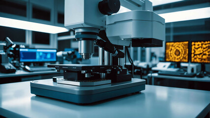 Fototapeta premium Modern research lab with digital microscopes and automated sample handling