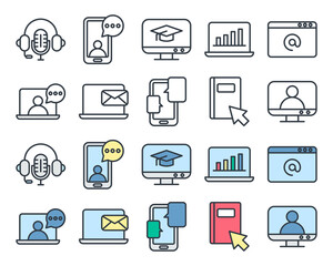 Vector online education icon design concept collection