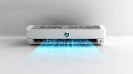 White air conditioner unit blowing cool air in a room.