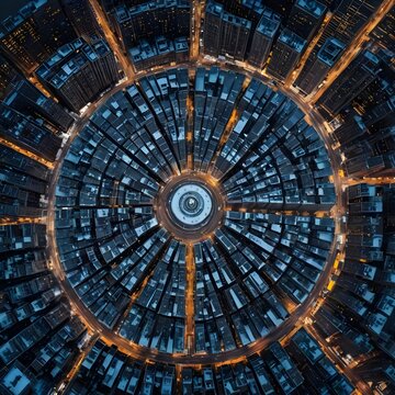 Top view of group of buildings 