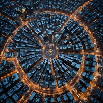 A group of buildings top view