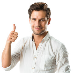 Smiling man giving thumbs up