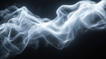 Fototapeta premium Abstract White Smoke Wave on Black Background