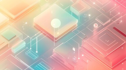 Fototapeta premium Tech elements delicately placed on a soft muted gradient background