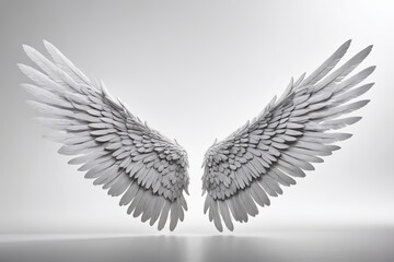 Fototapeta premium two white wings on a gray background 