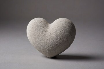 a heart shaped stone on a grey background                             