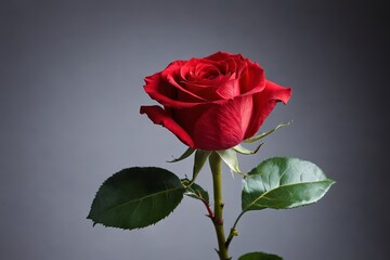 Naklejka premium a single red rose with a gray background 