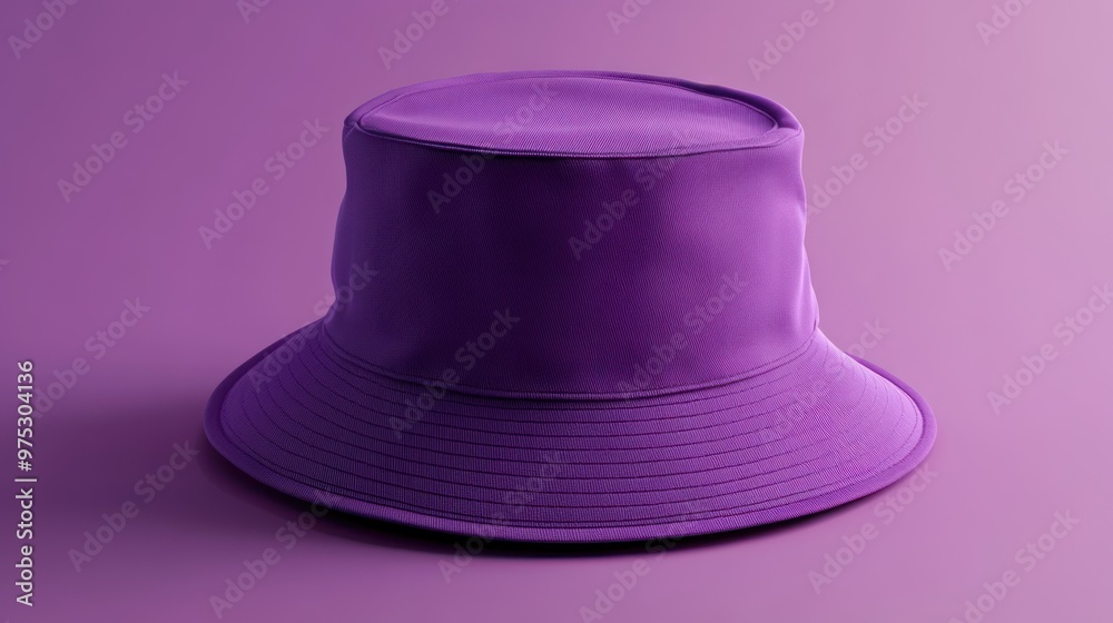 Wall mural a purple bucket hat on a purple background.