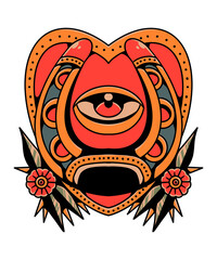 love horseshoe tattoo illustration design