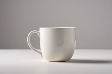 a white cup on a table                               