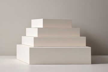 three white boxes stacked on top of each other boxes                           