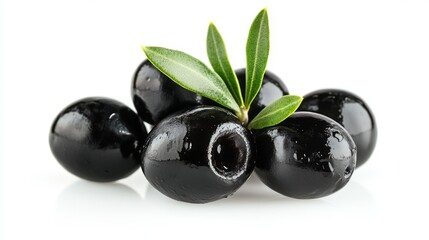 Black Olives isolated on white background  full depth of field