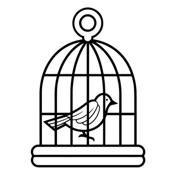 recommend clip art: Elegant bird cage outline icon in vector format for ornamental designs.