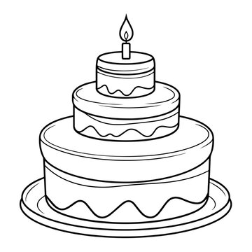 recommend clip art: Charming birthday cake outline icon in vector format for celebrations.