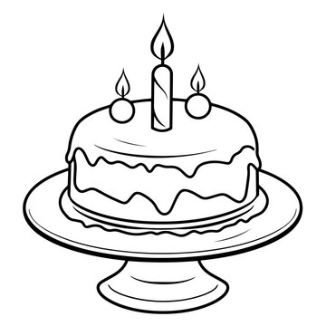 recommend clip art: Charming birthday cake outline icon in vector format for celebrations.