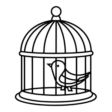 recommend clip art: Elegant bird cage outline icon in vector format for ornamental designs.