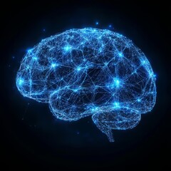 Captivating Artificial Intelligence Digital Brain with Blue Neural Connection Glowing Lines Showcasing Advanced AI Technology and Futuristic Neural Network Visualization