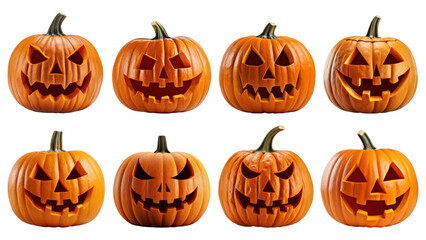 PNG halloween pumpkin element set, transparent background