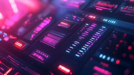Tech details softly integrated into a muted gradient backdrop