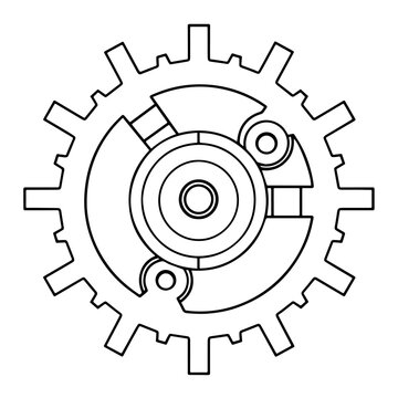 recommend clip art: Sleek gear outline icon in vector format for mechanical designs.