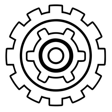 recommend clip art: Sleek gear outline icon in vector format for mechanical designs.