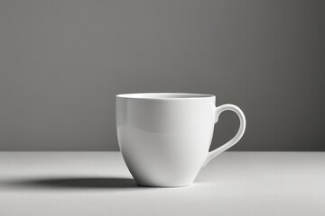 a white cup on a table                               