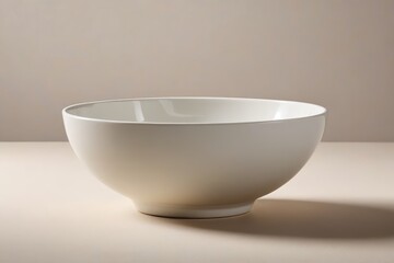 a white bowl on a table                               