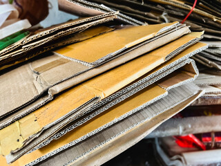 Used cardboard box stack together prepare for recycle