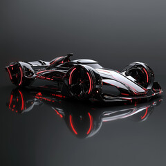 Futuristic Racing Car Model with Sleek Black and Vibrant Accents: High-Speed Vector Design