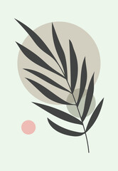 botanical wall art vector set. foliage line art drawing . abstract leaf plant art design for print, poster, wallpaper, nature wall art
