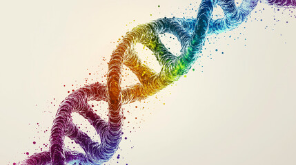 Human DNA Strand, symbolizing the common thread between us all, with diverse colors, with copy space