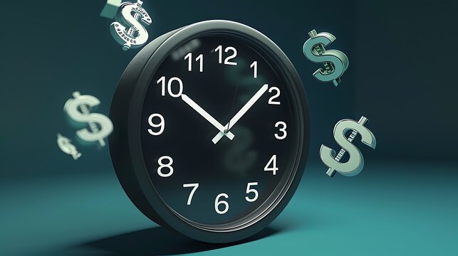 Time Is Money Clock Concept with Dollar Sign Symbols