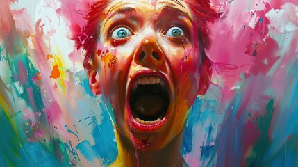 Abstract Screaming Woman in