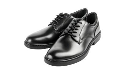 Black men's leather shoes on transparent background