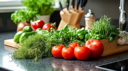 Fresh Produce Perfection: Vibrant Vegetables and Herbs Ready to Cook