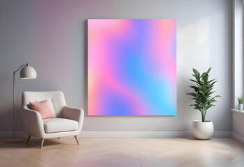 a minimalist modern interior of a room with a chair