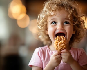 Naklejka premium Golden Delight A Childs Perspective on Crispy Chicken